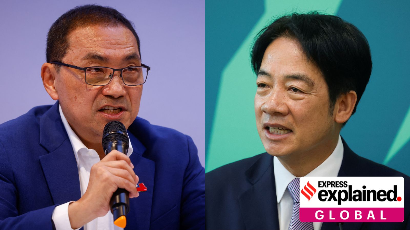 Hou Yu-ih (left), candidate for Taiwan's presidency from the main opposition party Kuomintang (KMT), and Lai Ching-te, Taiwan's vice president and the ruling Democratic Progressive Party's (DPP) presidential candidate.