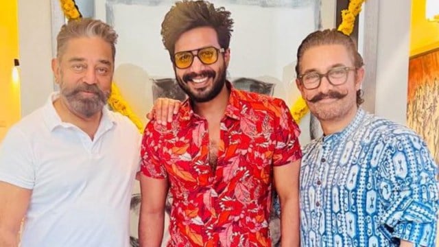 Vishnu Vishal with Kamal Haasan and Aamir Khan