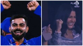 Virat Kohli and Anushka Sharma during the World Cup match against Netherlands.