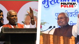This combination photo shows Hindustani Awam Morcha (Secular) founder and former Bihar chief minister Jitan Ram Manjhi and sitting Bihar CM and JD (U) supremo Nitish Kumar. (Photos via their Facebook pages)
