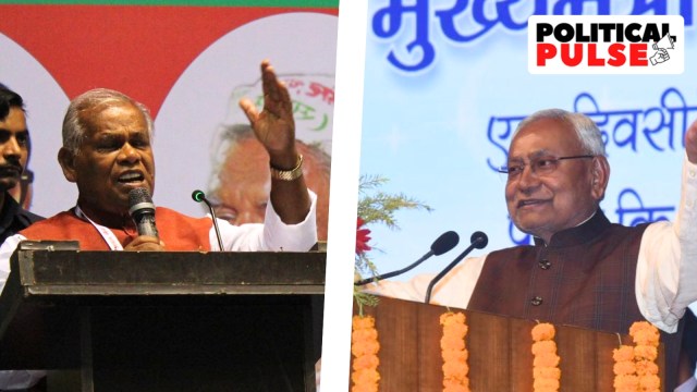 This combination photo shows Hindustani Awam Morcha (Secular) founder and former Bihar chief minister Jitan Ram Manjhi and sitting Bihar CM and JD (U) supremo Nitish Kumar. (Photos via their Facebook pages)
