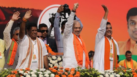 Amit Shah addressing a public meeting in Kolkata
