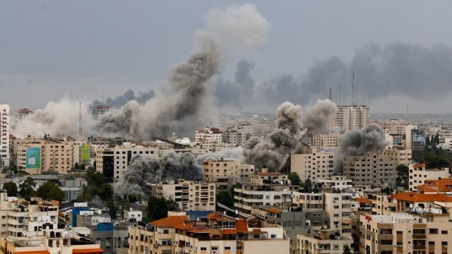 Smoke rises following Israeli strikes in Gaza
