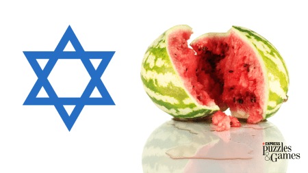 star of david and a watermelon. jewish and palestinian symbols.