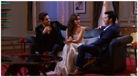 Sidharth Malhotra, Varun Dhawan and Alia Bhatt in a still from Koffee With Karan Season 4.