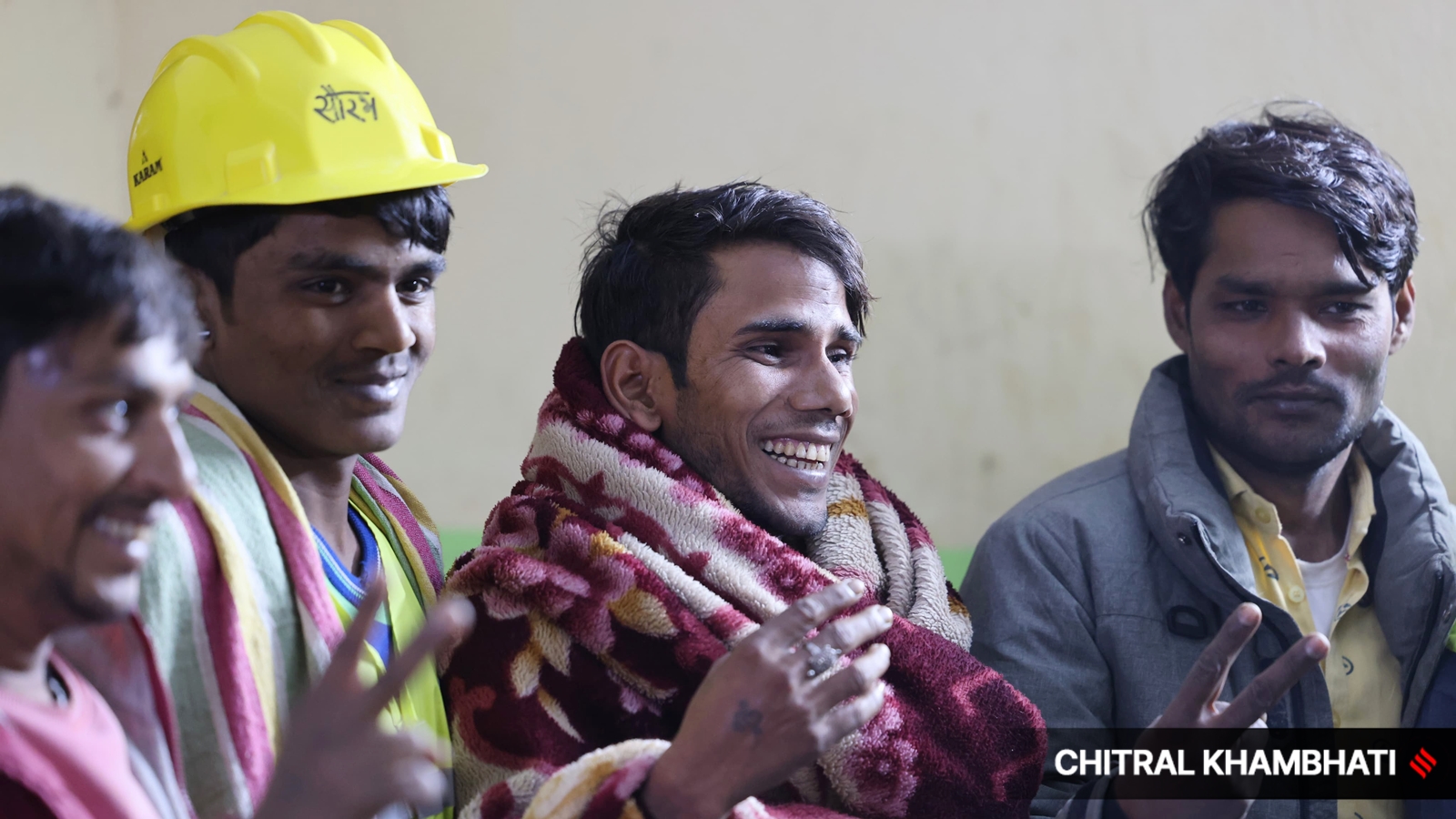 Rat-hole miners after the completion of the rescue operation of 41 trapped workers in the collapsed Silkyara-Barkot tunnel in Uttarakhand on November 28. (Express photo by Chitral Khambhati)