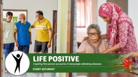 Harish and his dad with caretaker. Photo by Jithendra M