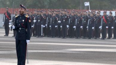 Proceedings of Passing out Parade of the 145th course of the National Defence Academy began. Express photograph by Arul Horizon.