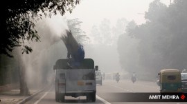 A layer of haze covers parts of New Delhi on November 16, 2023. (Express Photo by Amit Mehra)