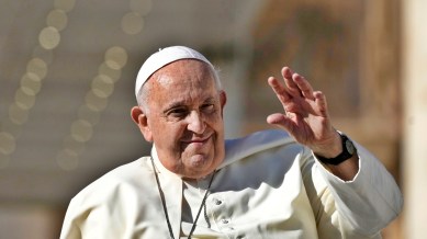 Pope Francis leaves after his weekly general audience in St. Peter's Square, at the Vatican, Wednesday, Nov. 8, 2023. (AP Photo/Alessandra Tarantino)