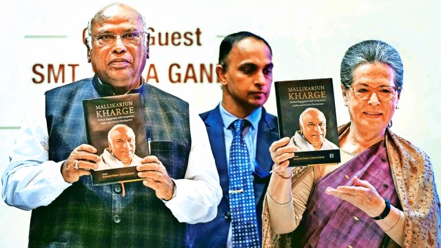 INDIA bloc leaders, Mallikarjun Kharge, Sonia Gandhi, Kharge book release, Indian express news, current affairs