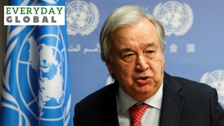 United Nations Secretary-General Antonio Guterres speaks at the United Nations before a meeting about the conflict in Gaza, at the United Nations Headquarters in New York City, U.S., November 6, 2023.