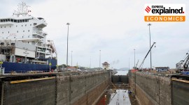 Panama Canal employees work in a dry chamber of the West Lane of Pedro Miguel locks during its periodical maintenance, in Panama City, Panama May 12, 2023.