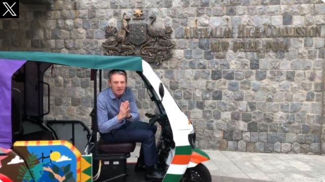 Australia’s new Deputy High Commissioner drives auto-rickshaw as he begins stint