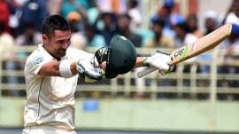 South African batsman Dean Elgar celebrates his century. (File)