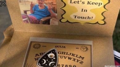 Grandma creates hand-made ouija board.