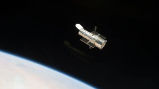 The hubble space telescope orbiting Earth