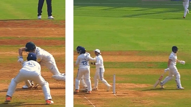 Australia opener Beth Mooney was run out in a bizarre manner on Saturday against India at the Wankhede Stadium during the One-Off Test. (PHOTO: Screengrabs)