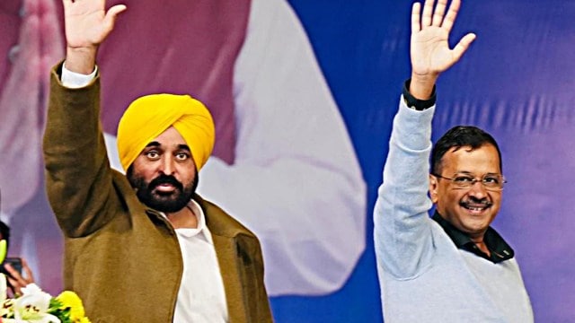Arvind Kejriwal and Bhagwant Mann, indian express