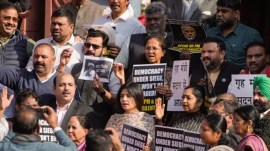 Opposition MPs suspension, Supriya Sule, black day for democracy, Amol Kolhe, opposition leaders reactions, India's parliamentary democracy, BJP government, blanket suspension, indian express news