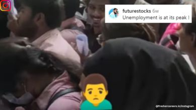 Massive crowd for walk-in interview at Hyderabad firm.