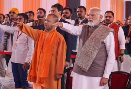 Yogi Adityanath, Narendra Modi, India developed nation by 2047, Viksit Bharat Sankalp Yatra programme, Viksit Bharat Sankalp Yatra, Kashi Tamil Sangamam, PM Modi Varanasi, express explained, indian express