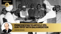 Lord Mountbatten presiding at a conference with Indian Leaders on June 2, 1947.