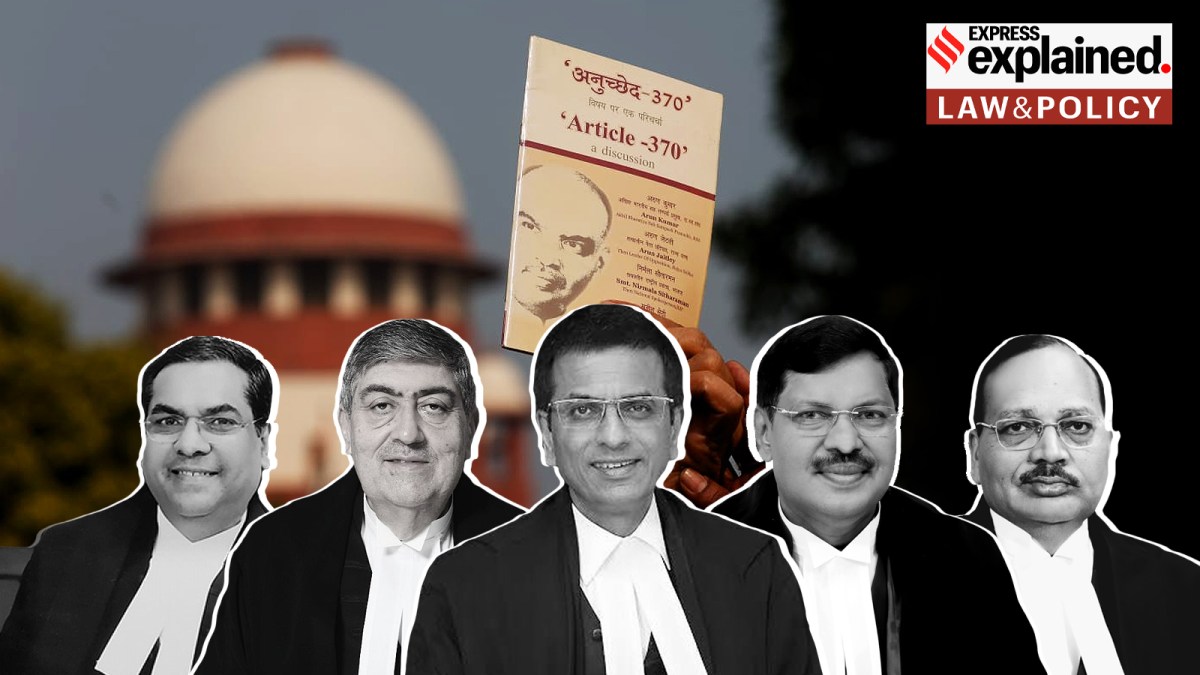 From left to right, members of the five-judge bench: Justice Khanna, Justice Kaul, CJI Chandrachud, Justice Gavai and Justice Surya Kant.