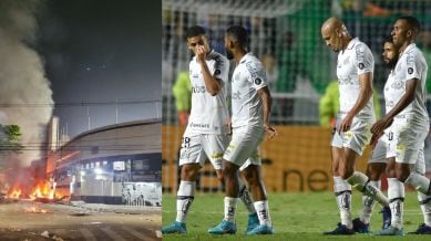 Santos supporters set cars and buses on fire in riots after the Brazilian  giants - the club of Pele and Neymar - were relegated from the top flight  for their first time