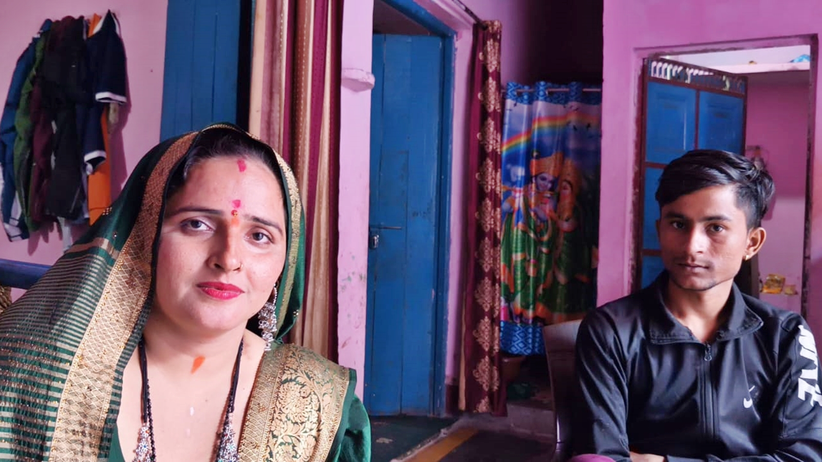 Seema Haider with Sachin Meena at his house in Rabupura, a town in Gautam Buddha Nagar district of Uttar Pradesh. Aiswarya Raj