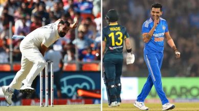 Mohammed Shami (left) will miss the Test series due to an injury, while Deepak Chahar has withdrew from the ODI squad due to a family emergency. (Twitter/BCCI)