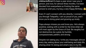 Shikhar Dhawan's emotional post for his son.