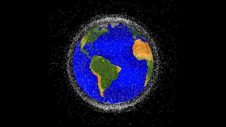 A computer-generated image of trackable space junk.