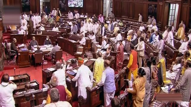 45 Opposition Mps Suspended From Rajya Sabha Amid Sloganeering Over