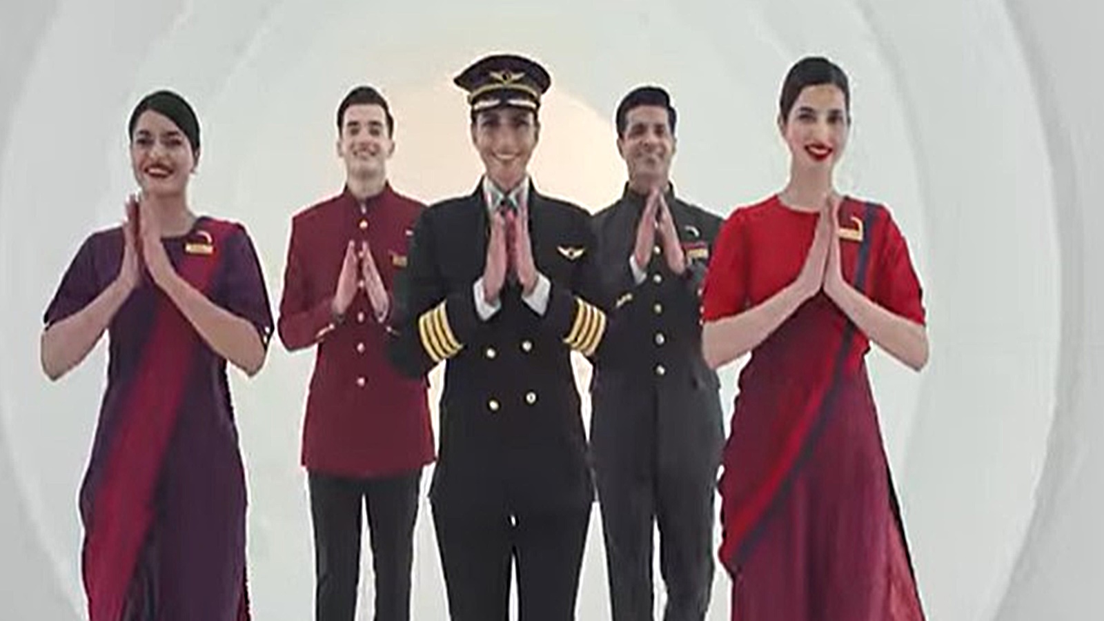 Manish Malhotra redesigns the Air India air hostess uniforms. Which one  would you vote for? Image 9 has a creep lurking around! : r/IndianArtAI