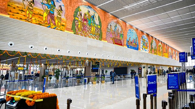 Yogi Adityanath visits Ayodhya, CM inspects newly built airport, construction of ayodhya railway station, Ayodhya Dham Railway Station, Narendra Modi's Ayodhya visit, CM modi ayodhya visit preparations, indian express news