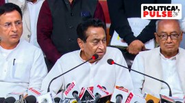 Kamal Nath addressing media