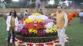 Dr Rajni Thareja won the first prize in Artistic Arrangement for her entry in the 8ft round in the Chrysanthemum Show 2023 in Terrace Garden, Sector 33, Chandigarh, on Thursday. Jasbir Malhi