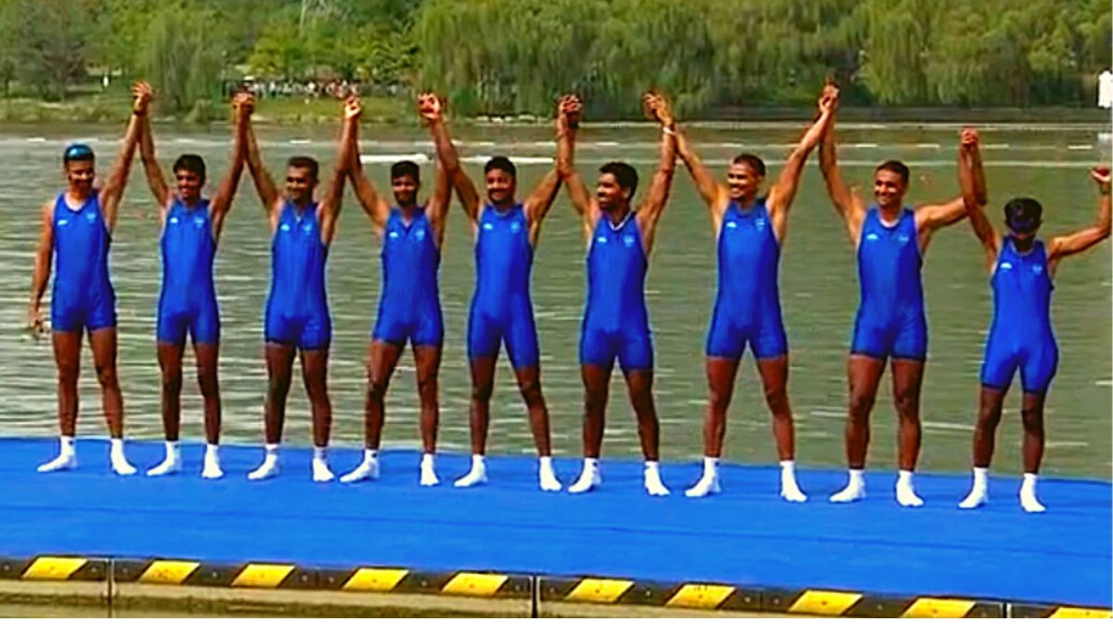 Dhananjay Pande (extreme right) was part of the men's eight team that won a silver medal at the recent Hangzhou Asian Games. In the men’s eight crew, Pande was the ninth member of the team: the coxswain.