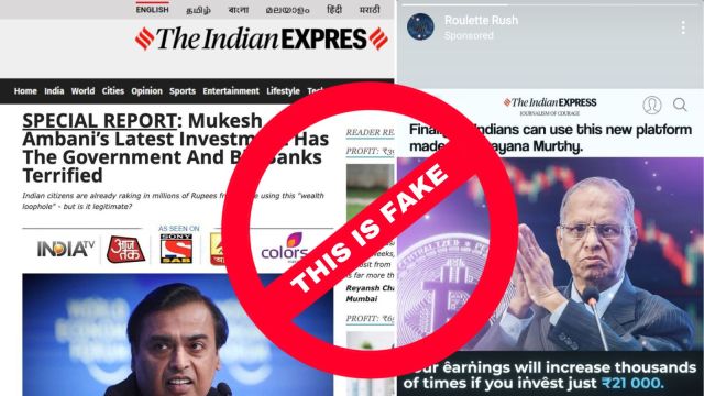 Often you will notice that the masthead on these fake web pages have a typo, are missing an S in Express or spelling Indian incorrectly.