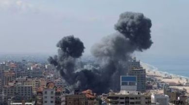 Israel says it is striking militant targets across the territory.