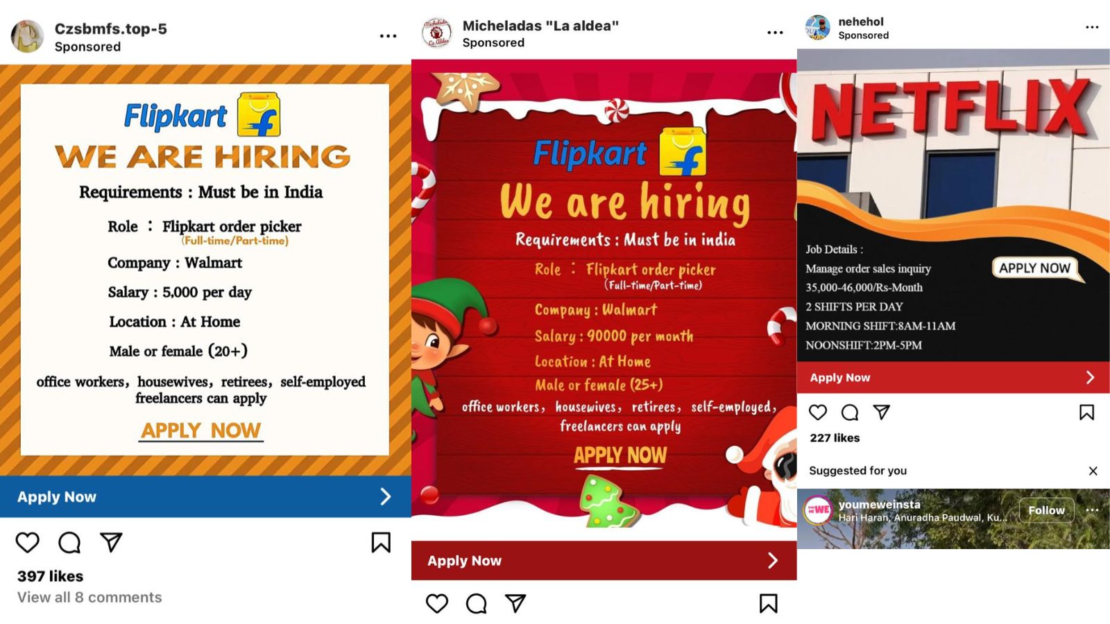 instagram fake job ads