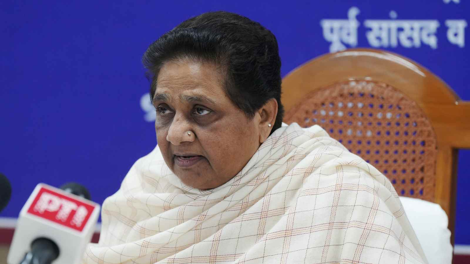 ALLAHABAD,INDIA-APRIL 27: Bahujan Samaj Party (BSP) supremo Mayawati waves  peoples during an election campaign rally in Allahabad. India conduct its  national elections from April 7 to May 12, it is the most