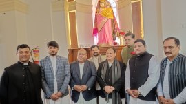 JP Nadda, Baijayant Jay Panda, Virendra Sachdeva, Sacred Heart Cathedral, BJP leaders extend Christmas greetings, Christmas, Delhi BJP, Delhi BJP meet on christmas, indian express news