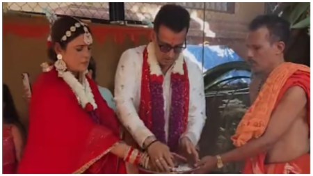 Ronit Roy and Neelam Bose Roy renewed their wedding vows at a temple in Goa