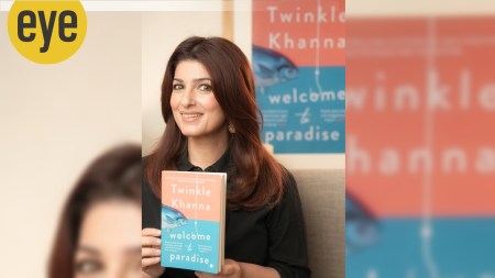 Twinkle Khanna with her new book Welcome to Paradise