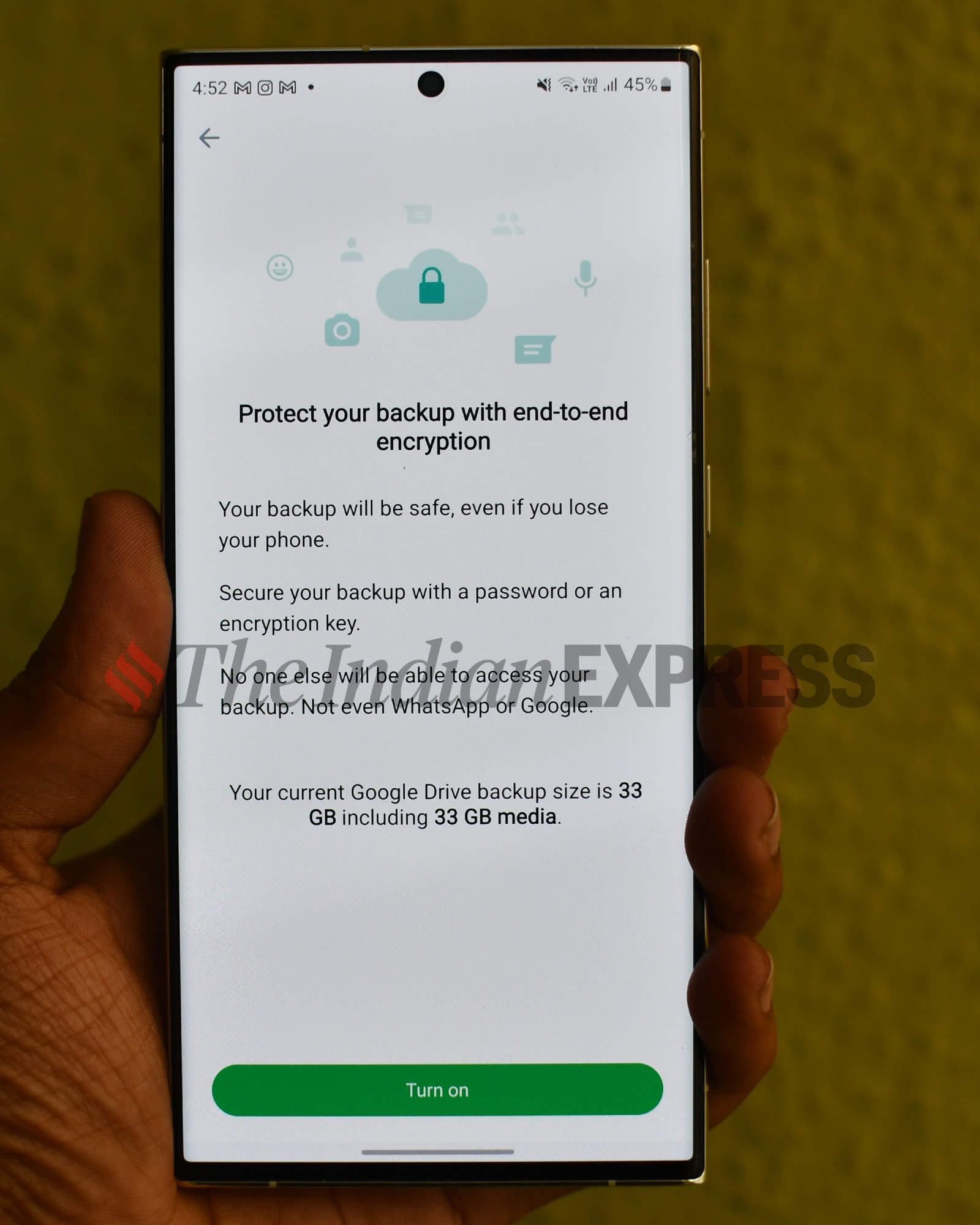 Enable end-to-end encryption for backups