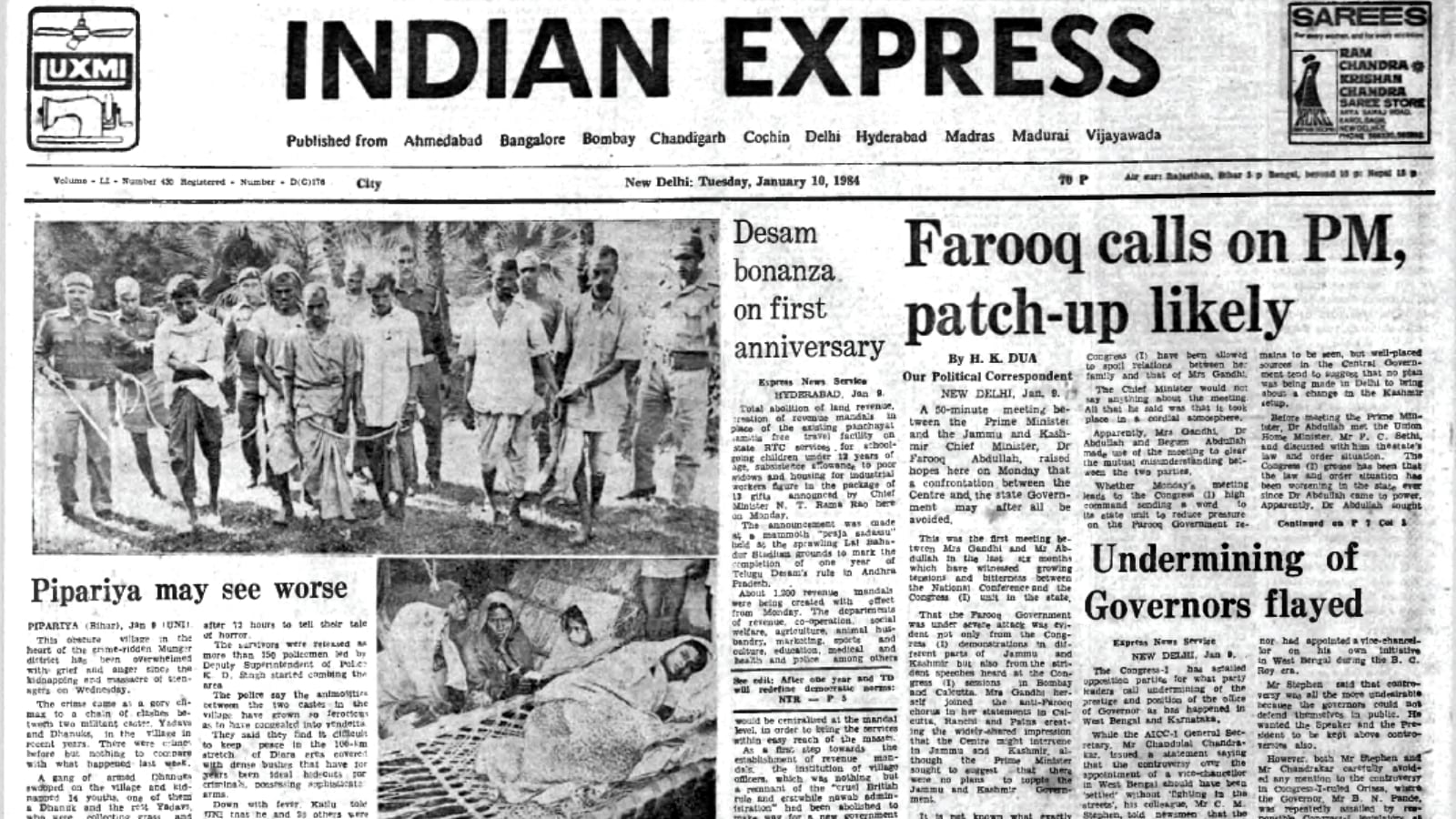 January 10, 1984, Forty Years Ago: PM-Abdullah Meet | The Indian Express