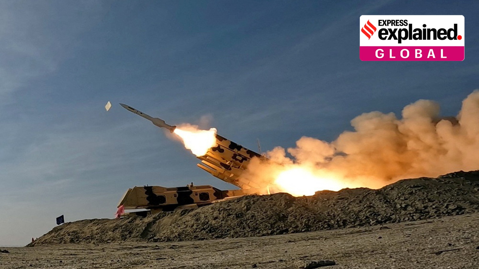 A missile is launched during a military exercise in an undisclosed location in the south of Iran, in this handout image obtained on January 19, 2024.