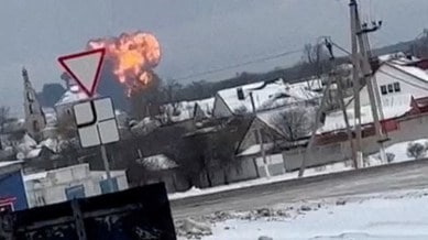 A Russian military transport plane crashes near Yablonovo
